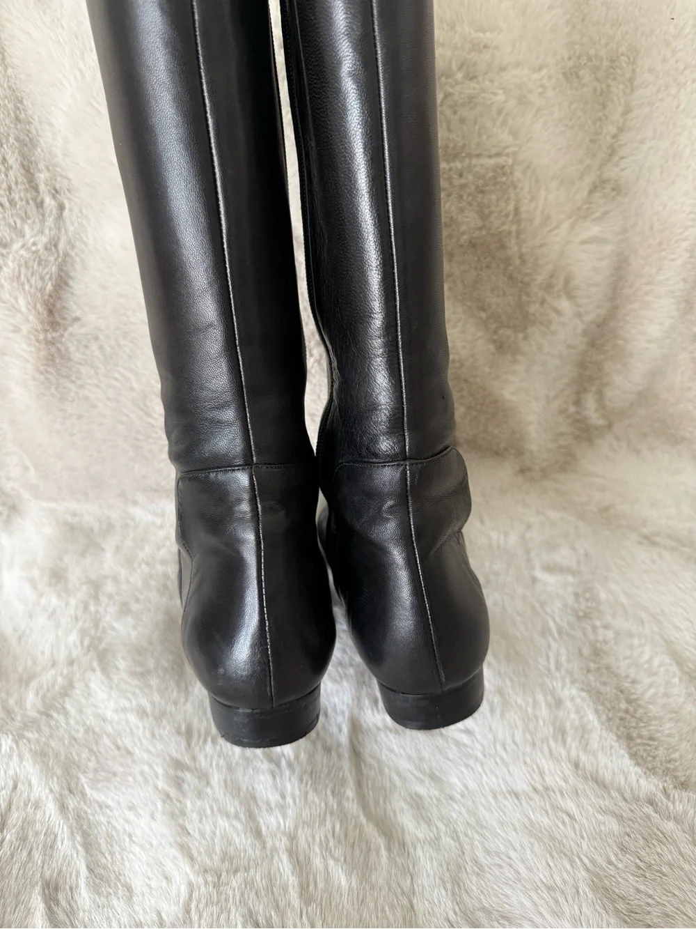 Worn once! Delman Black Nappa Leather Knee Hight Boots 7,5